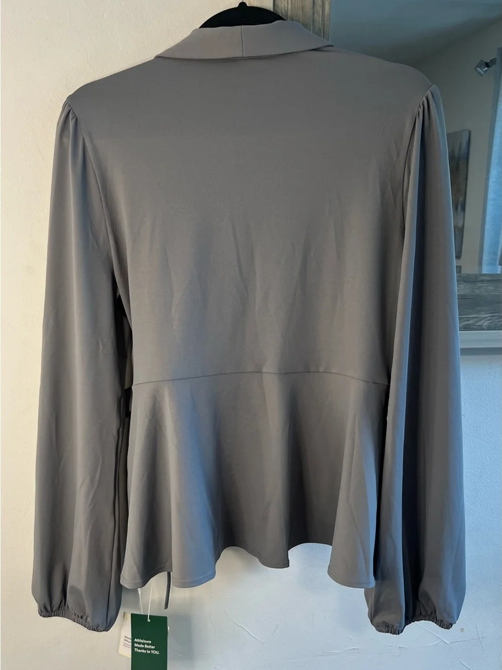 HALARA Gray Knit Wrap Top with Side Tie Detail